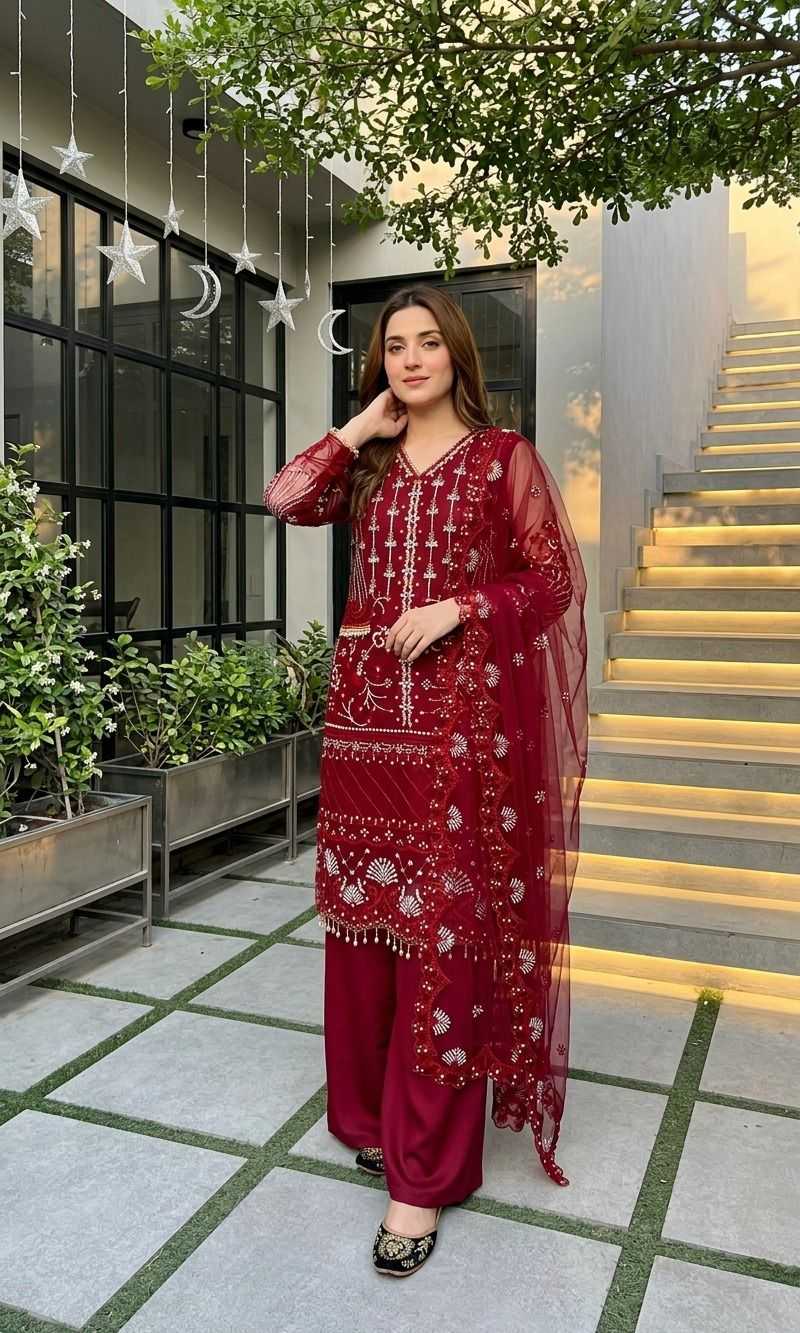 YNF Wholesale Soft Net Palazzo Suit  | Surat Manufacturer