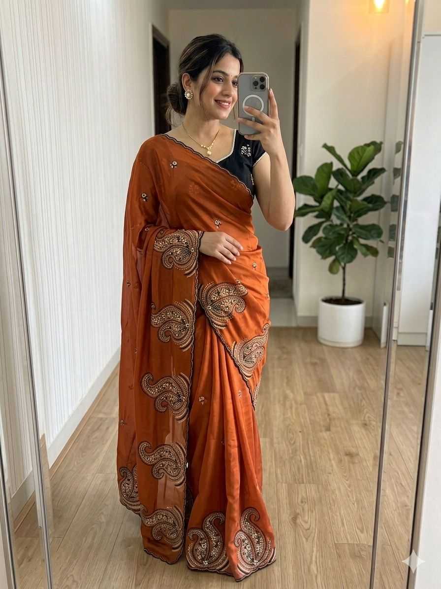 YNF Wholesale Rangoli Silk Orange Silk Sarees  | Surat Manufacturer