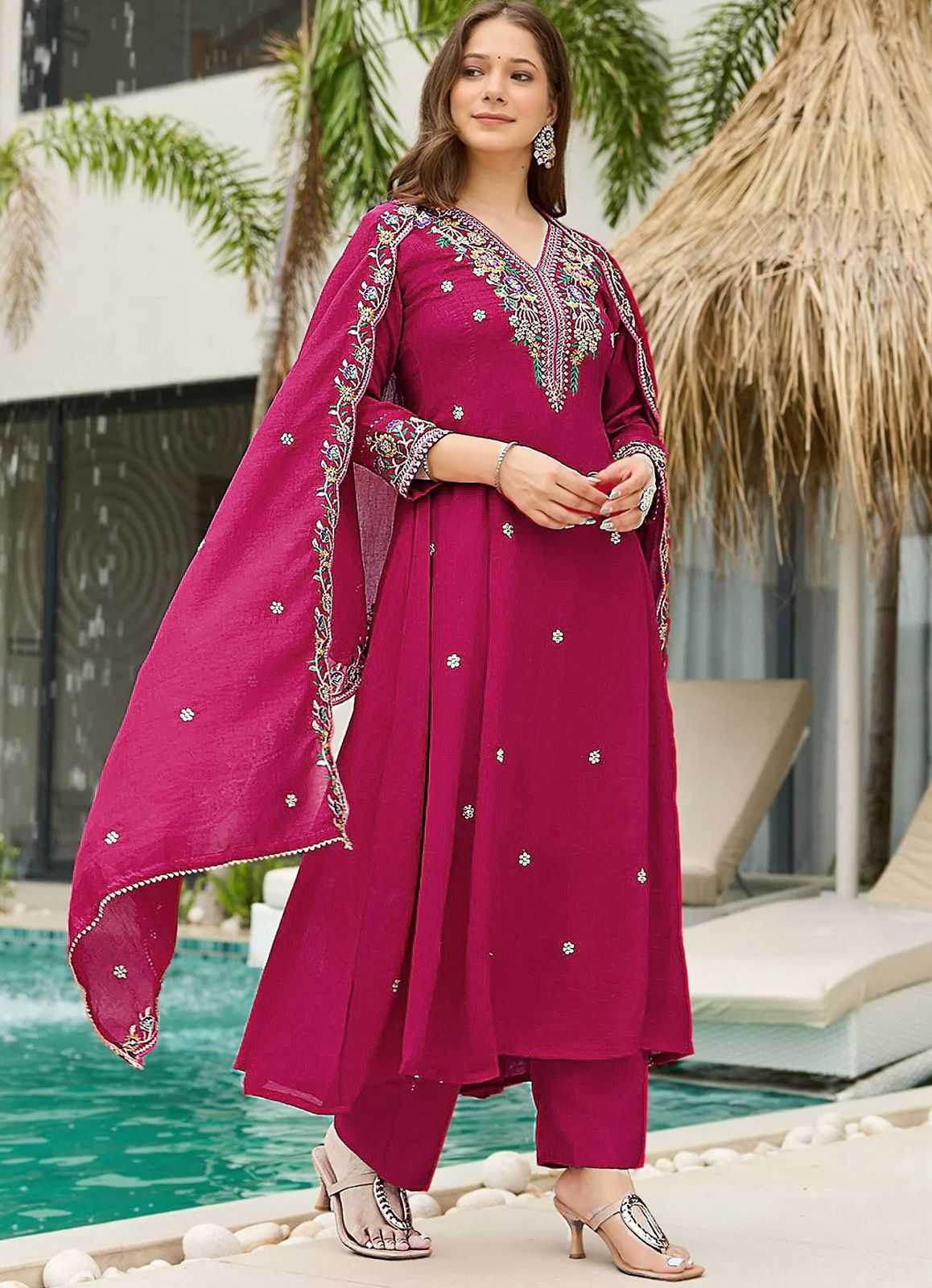 YNF Wholesale Vichitra Silk Embroidery Suits  | Surat Manufacturer