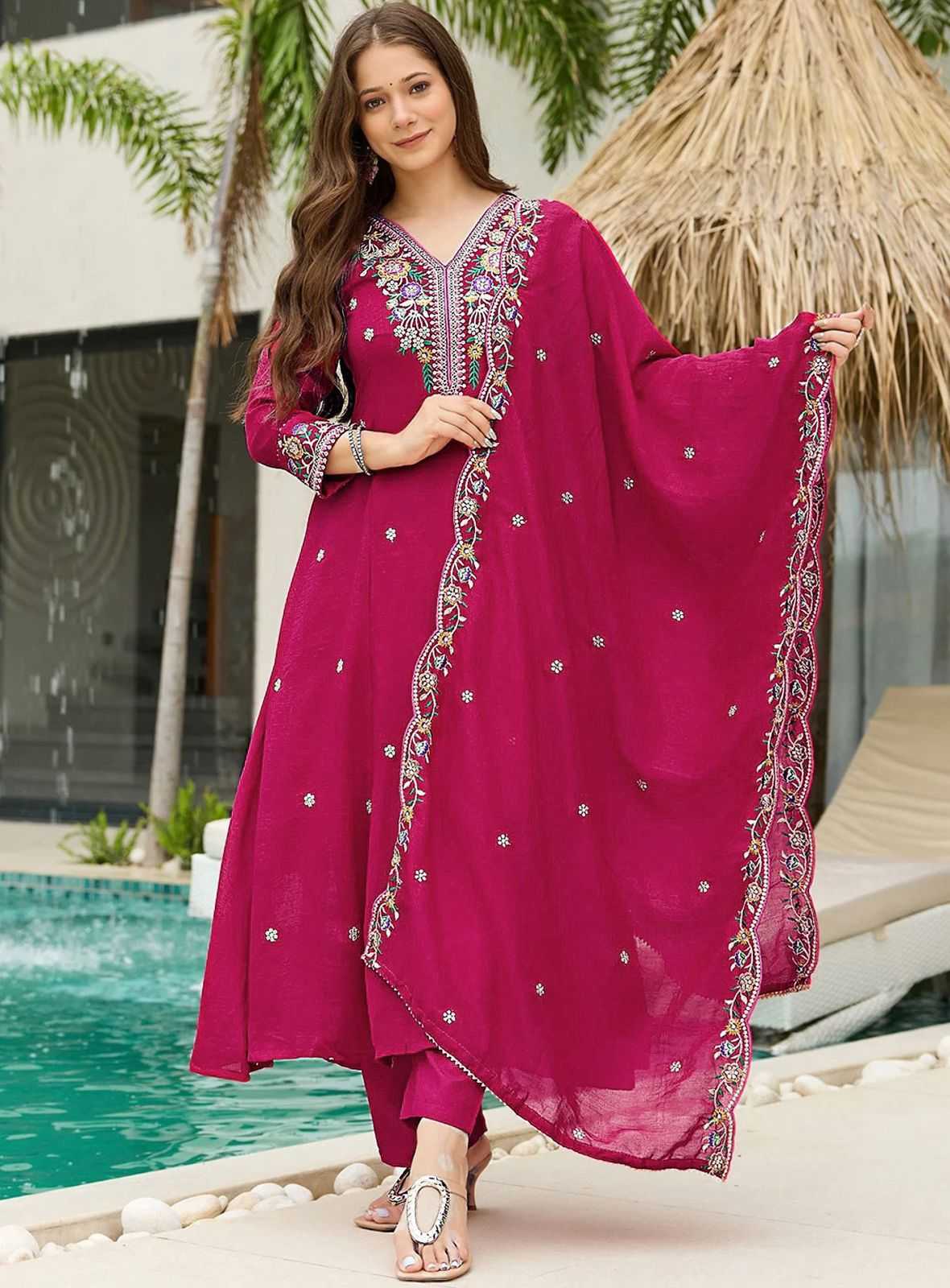YNF Wholesale Vichitra Silk Embroidery Suits  | Surat Manufacturer