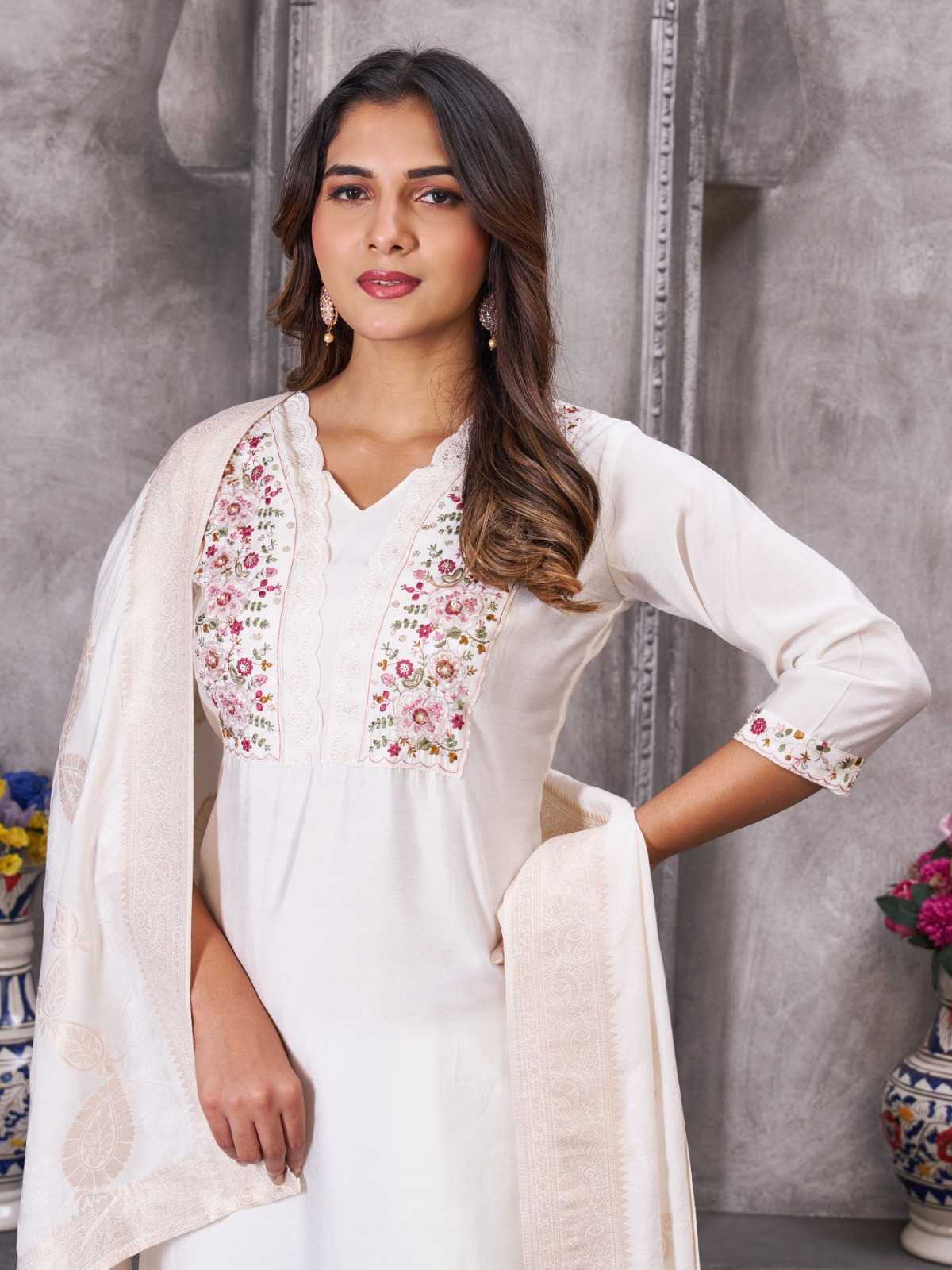 YNF Wholesale Heavy Roman Silk Embroidered Kurtis  | Surat Manufacturer