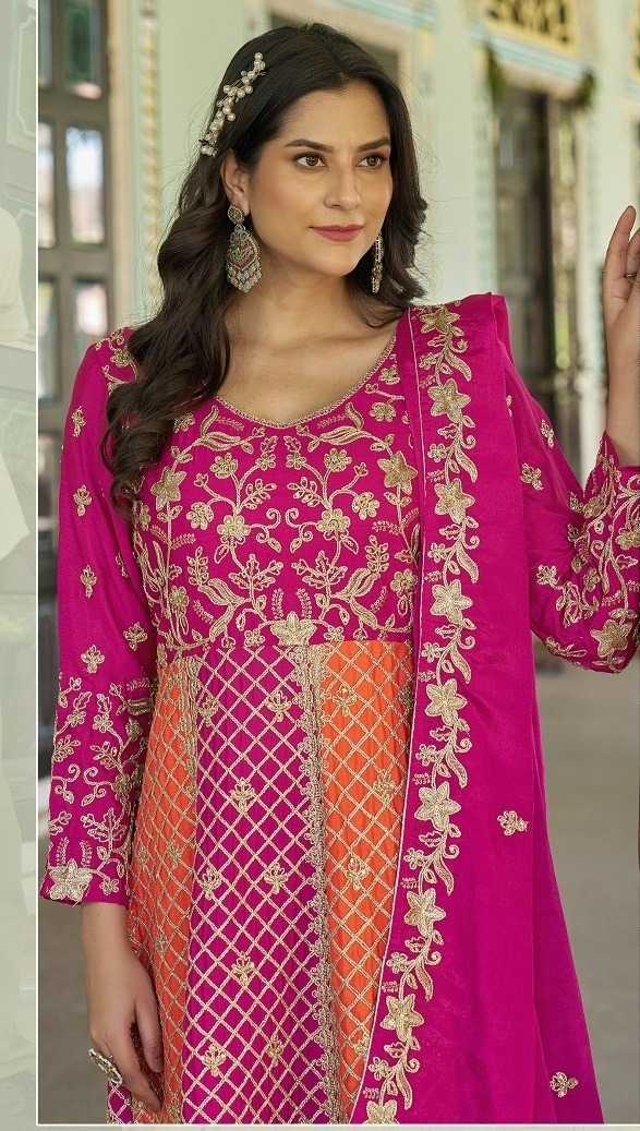 YNF Wholesale Chinon Embroidered Suits  | Surat Manufacturer