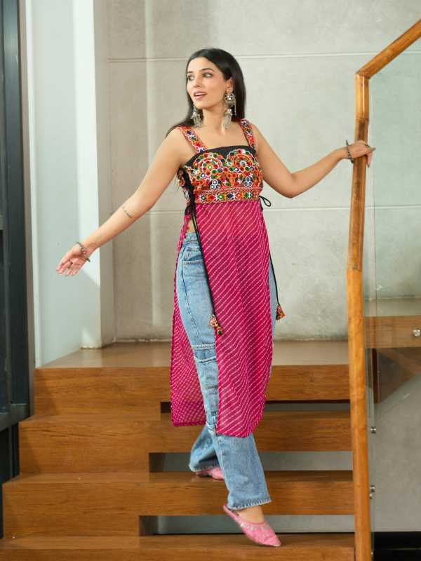 YNF Wholesale Georgette Mirror Work Kurti  | Surat Manufacturer