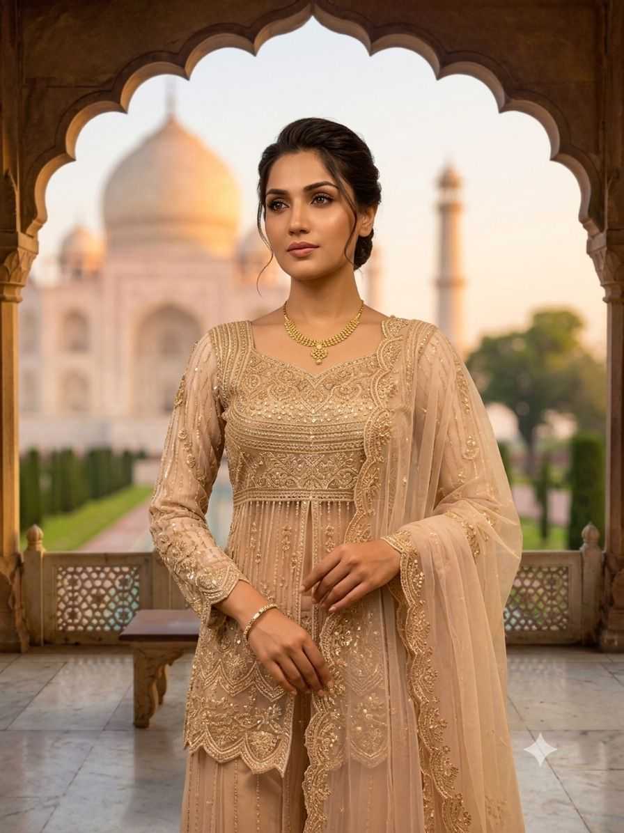 YNF Wholesale Butterfly Net Embroidery Suits  | Surat Manufacturer