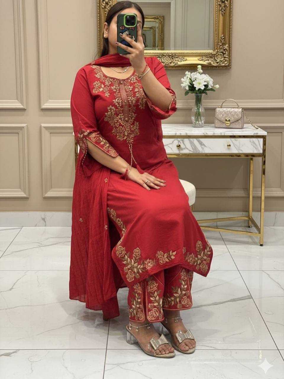 YNF Wholesale Heavy Roman Silk Palazzo Suit  | Surat Manufacturer