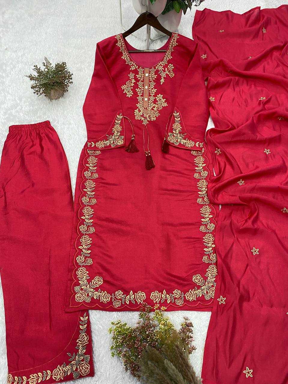 YNF Wholesale Heavy Roman Silk Palazzo Suit  | Surat Manufacturer