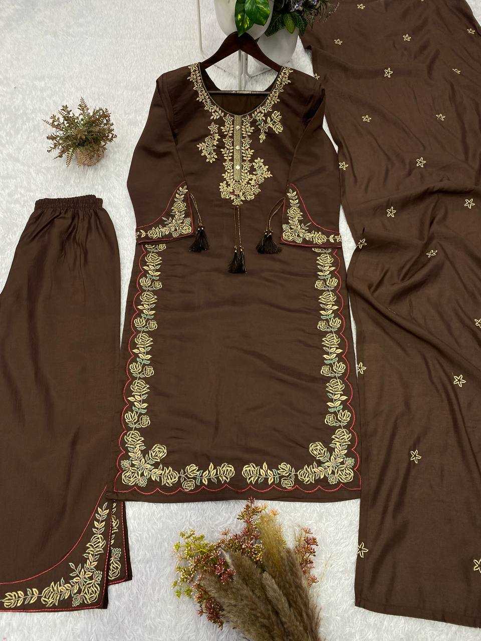 YNF Wholesale Heavy Roman Silk Palazzo Suit  | Surat Manufacturer