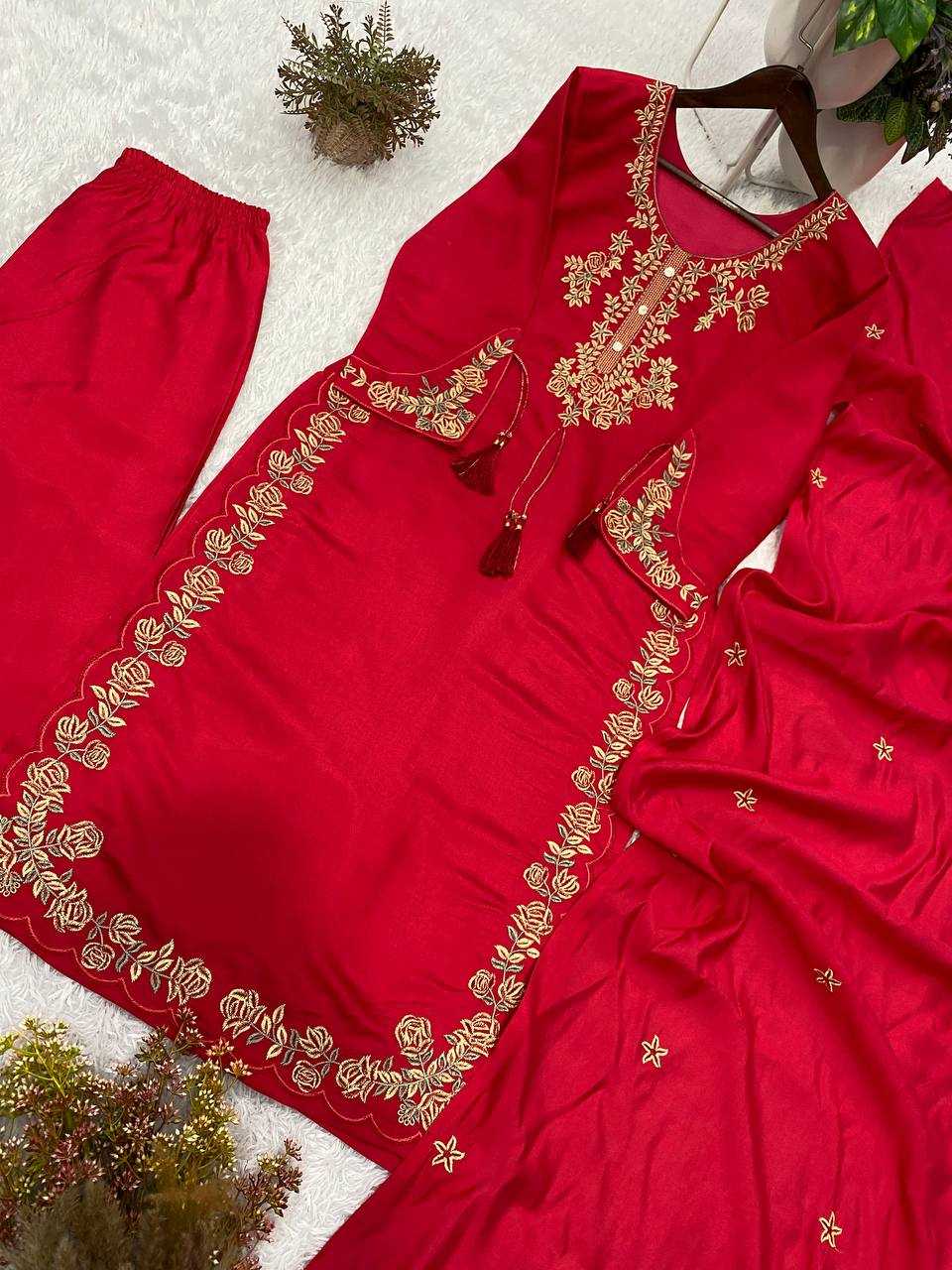 YNF Wholesale Heavy Roman Silk Palazzo Suit  | Surat Manufacturer