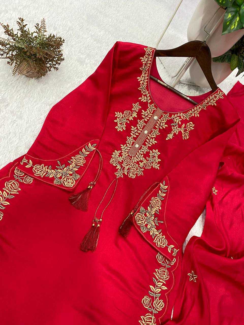 YNF Wholesale Heavy Roman Silk Palazzo Suit  | Surat Manufacturer