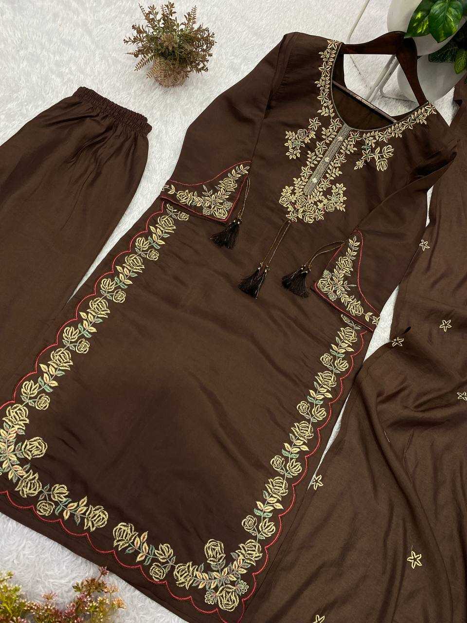 YNF Wholesale Heavy Roman Silk Palazzo Suit  | Surat Manufacturer