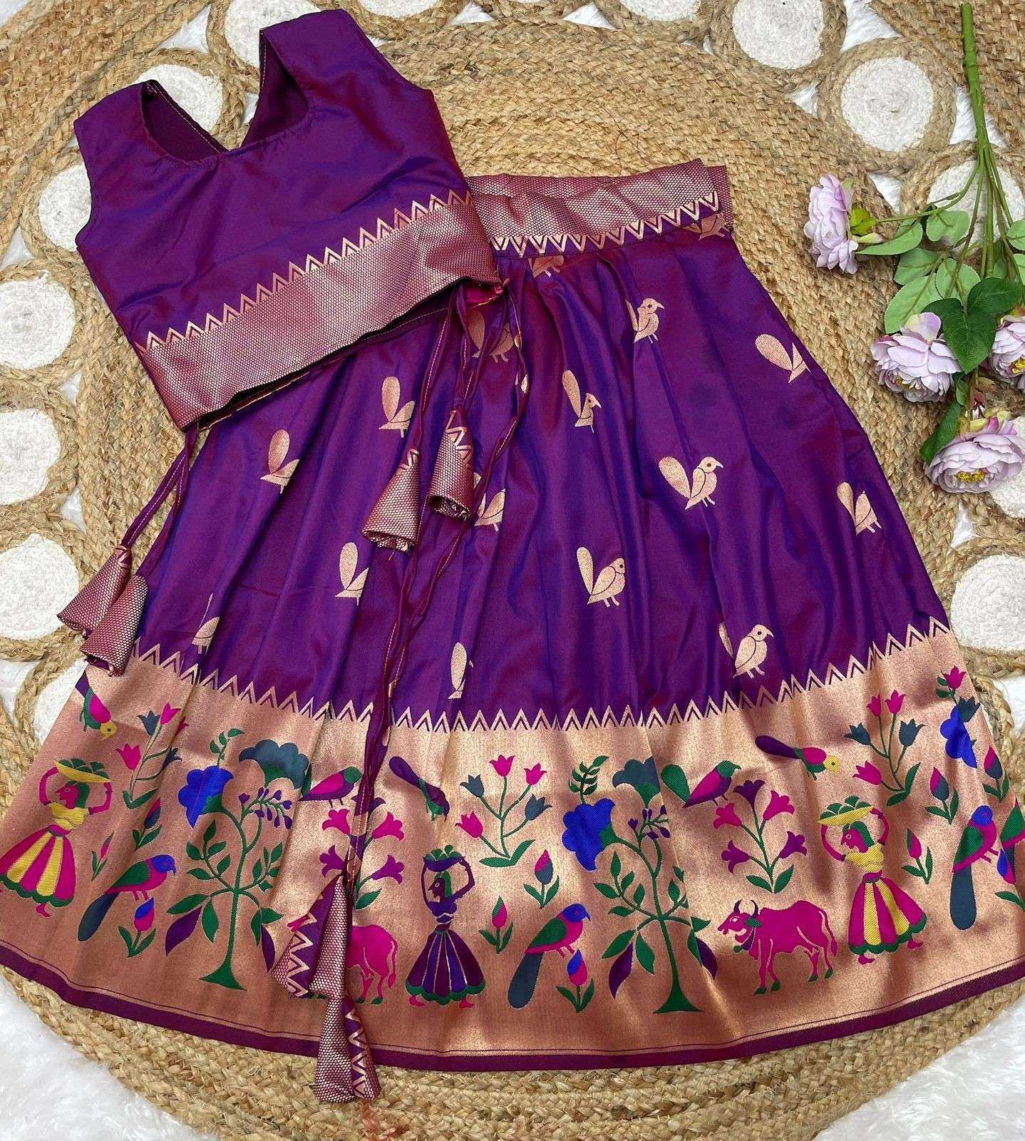 YNF Wholesale Paithani Silk Kids Lehenga  | Surat Manufacturer