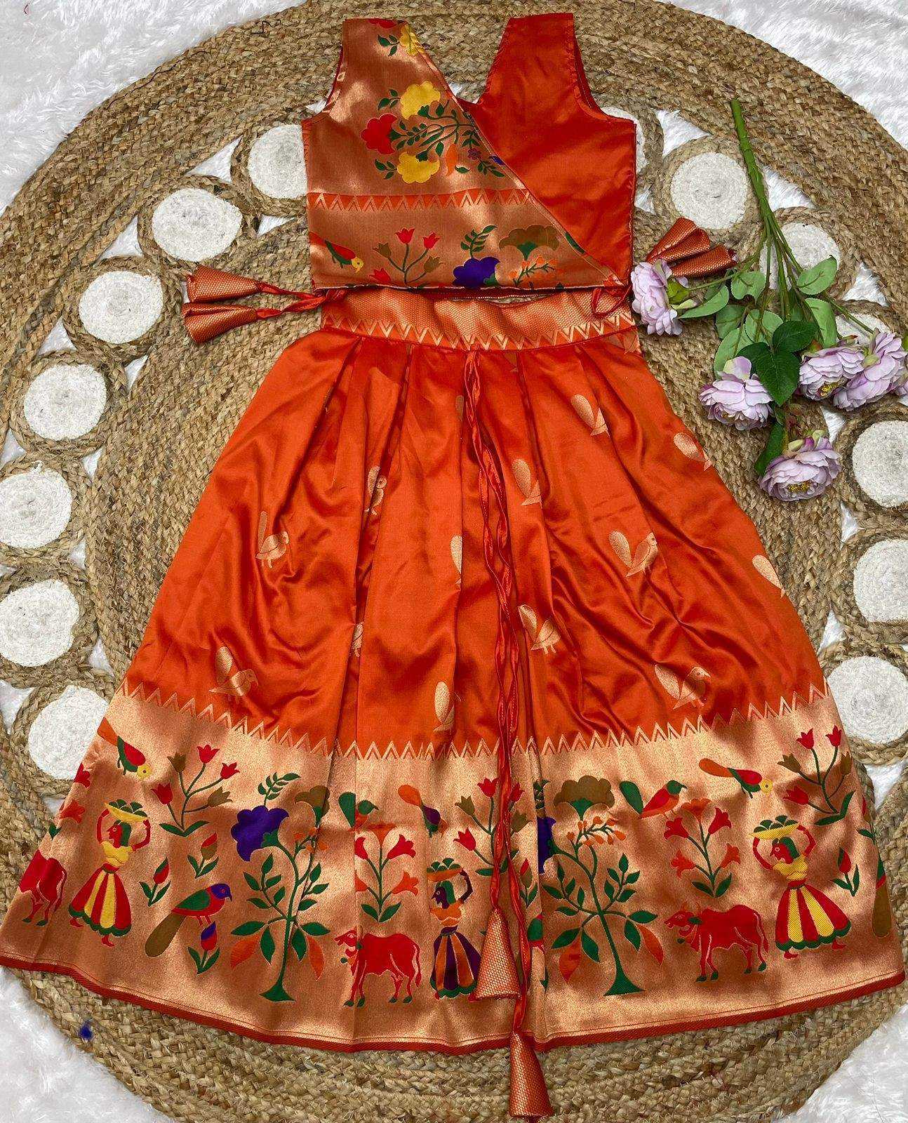 YNF Wholesale Paithani Silk Kids Lehenga  | Surat Manufacturer