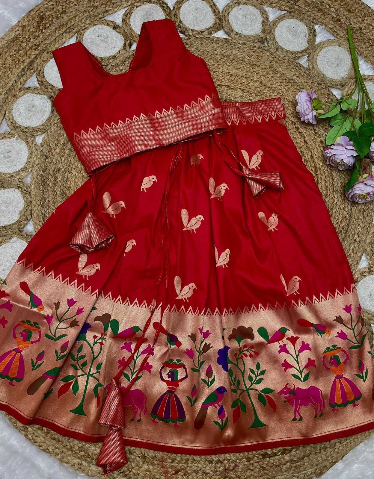 YNF Wholesale Paithani Silk Kids Lehenga  | Surat Manufacturer