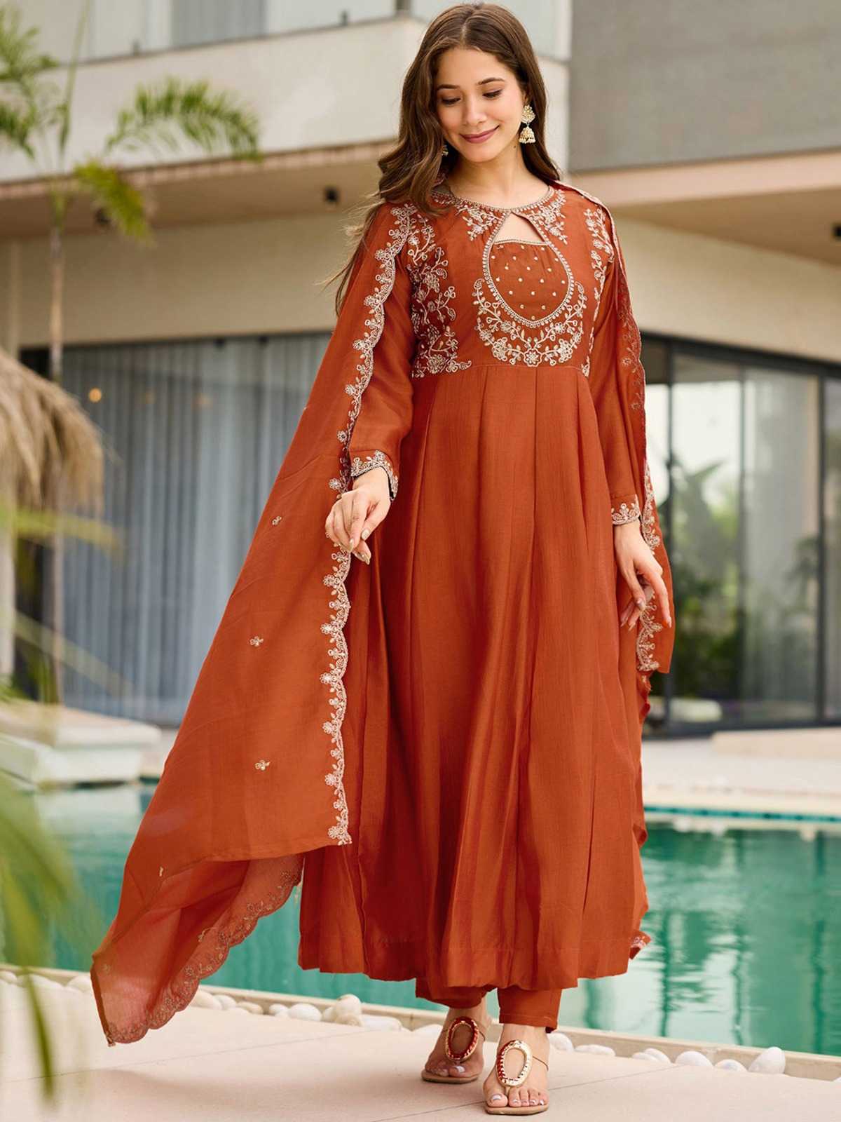 YNF Wholesale Vichitra Silk Fancy Gowns  | Surat Manufacturer
