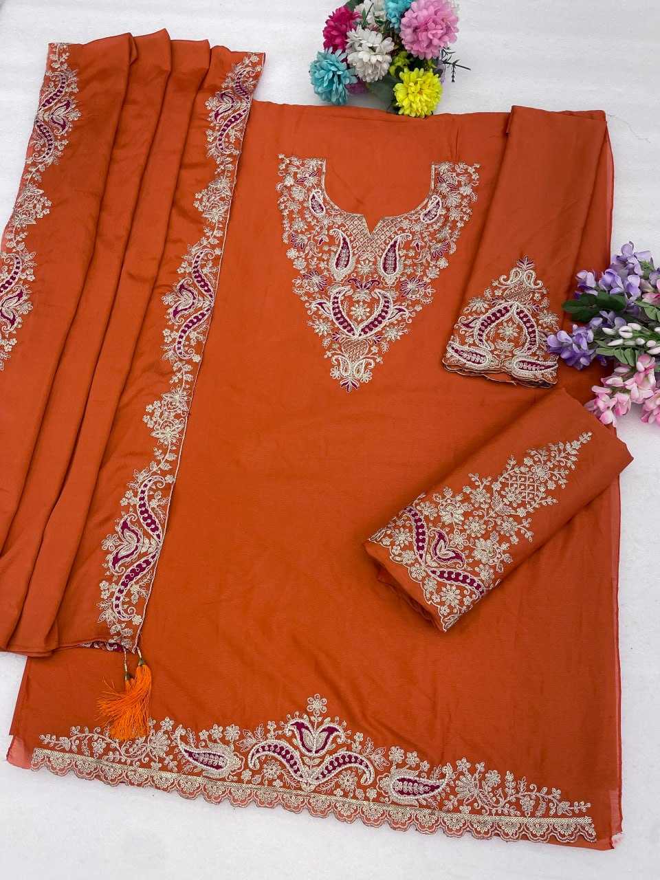 YNF Wholesale Heavy Chinnon Silk Embroidery Suits  | Surat Manufacturer