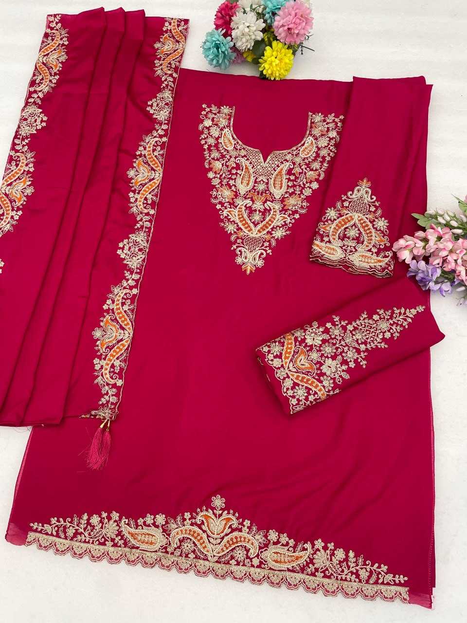 YNF Wholesale Heavy Chinnon Silk Embroidery Suits  | Surat Manufacturer
