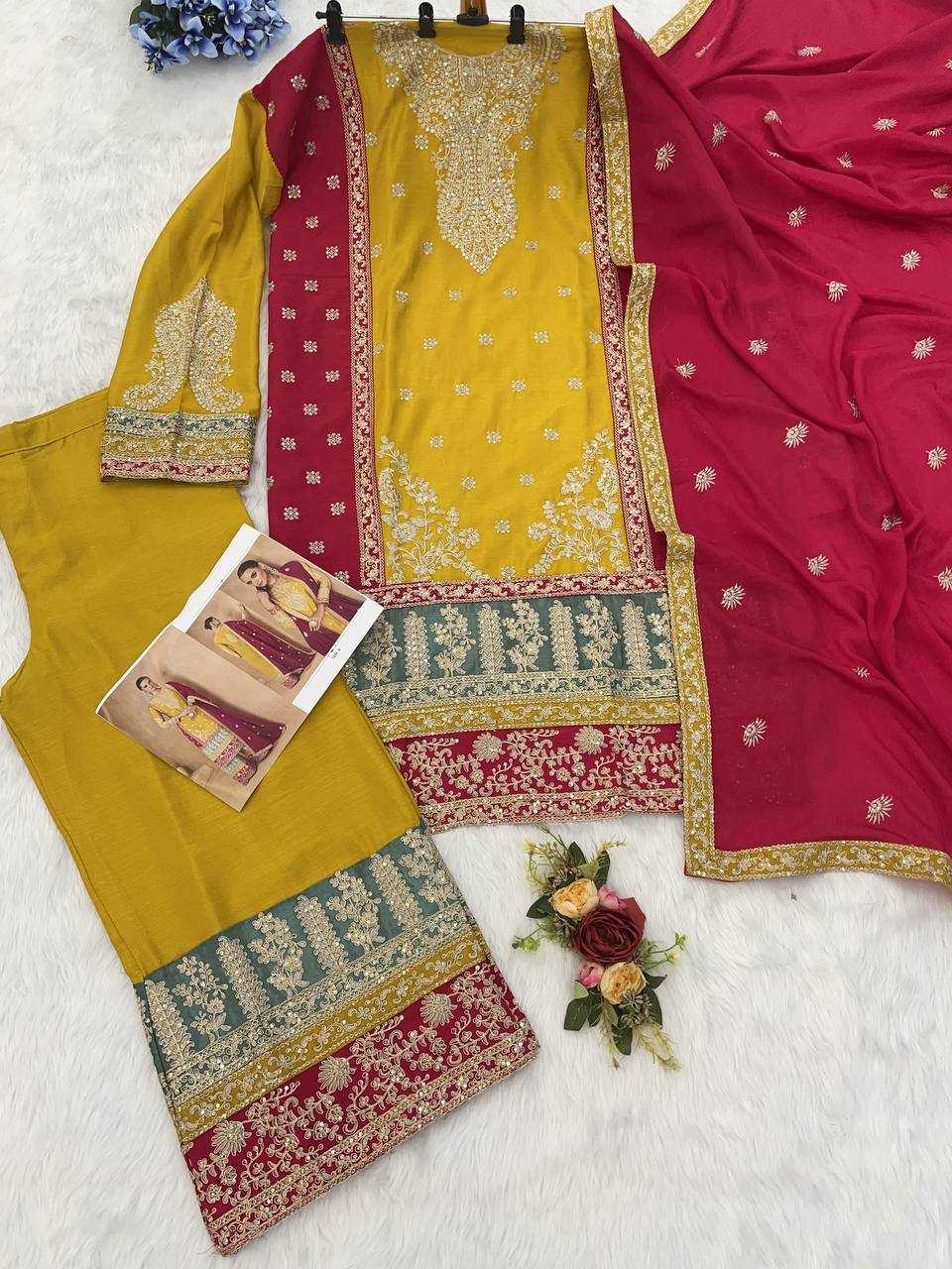 YNF Wholesale Chinon Silk Embroidery Suits  | Surat Manufacturer