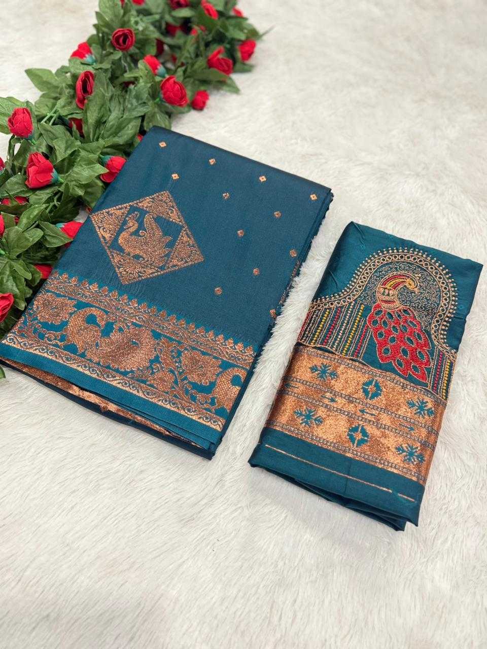 YNF Wholesale Jacquard Embroidered Sarees  | Surat Manufacturer