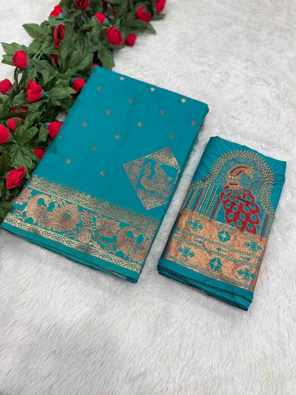 YNF Wholesale Jacquard Embroidered Sarees  | Surat Manufacturer