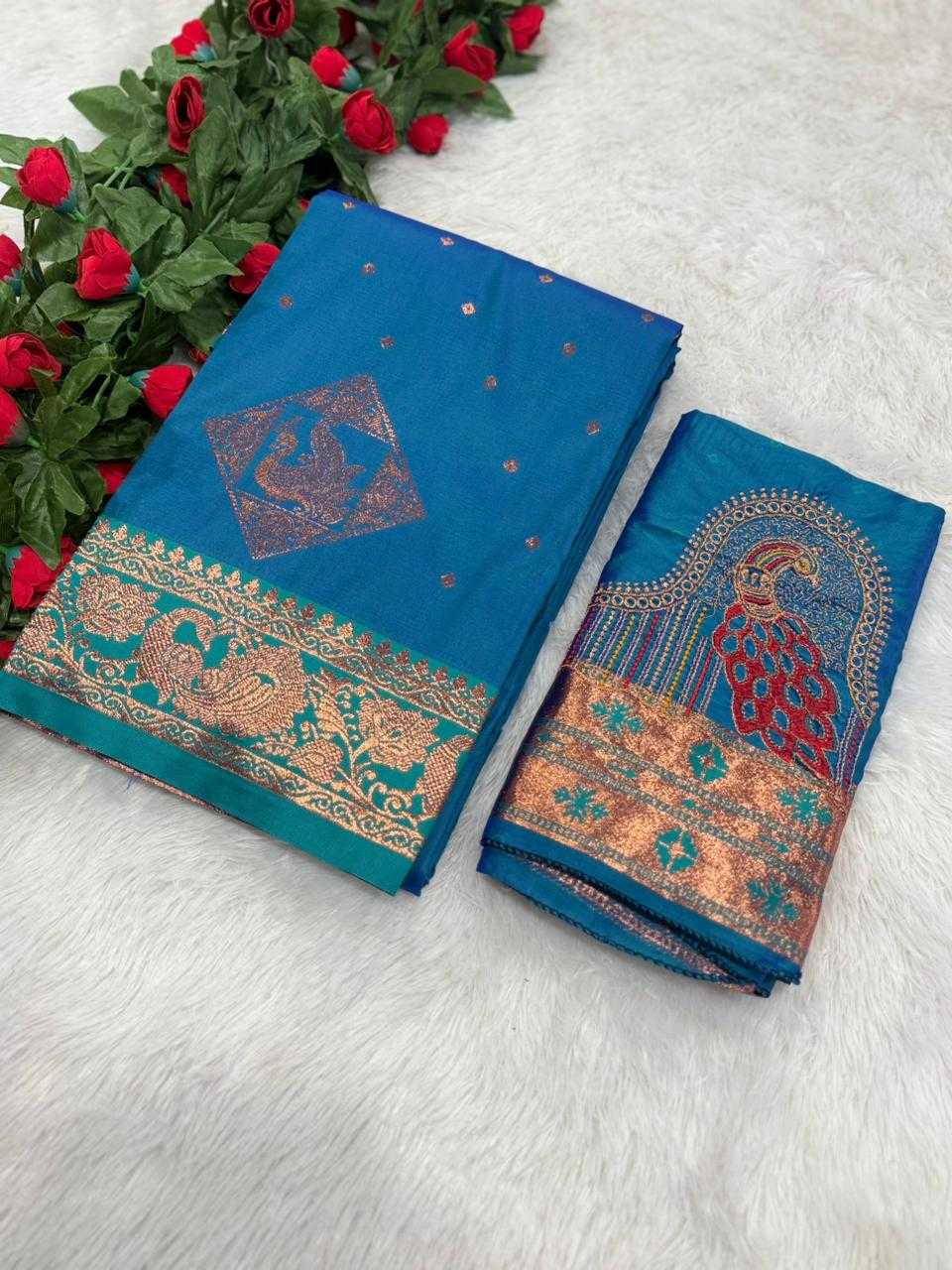 YNF Wholesale Jacquard Embroidered Sarees  | Surat Manufacturer