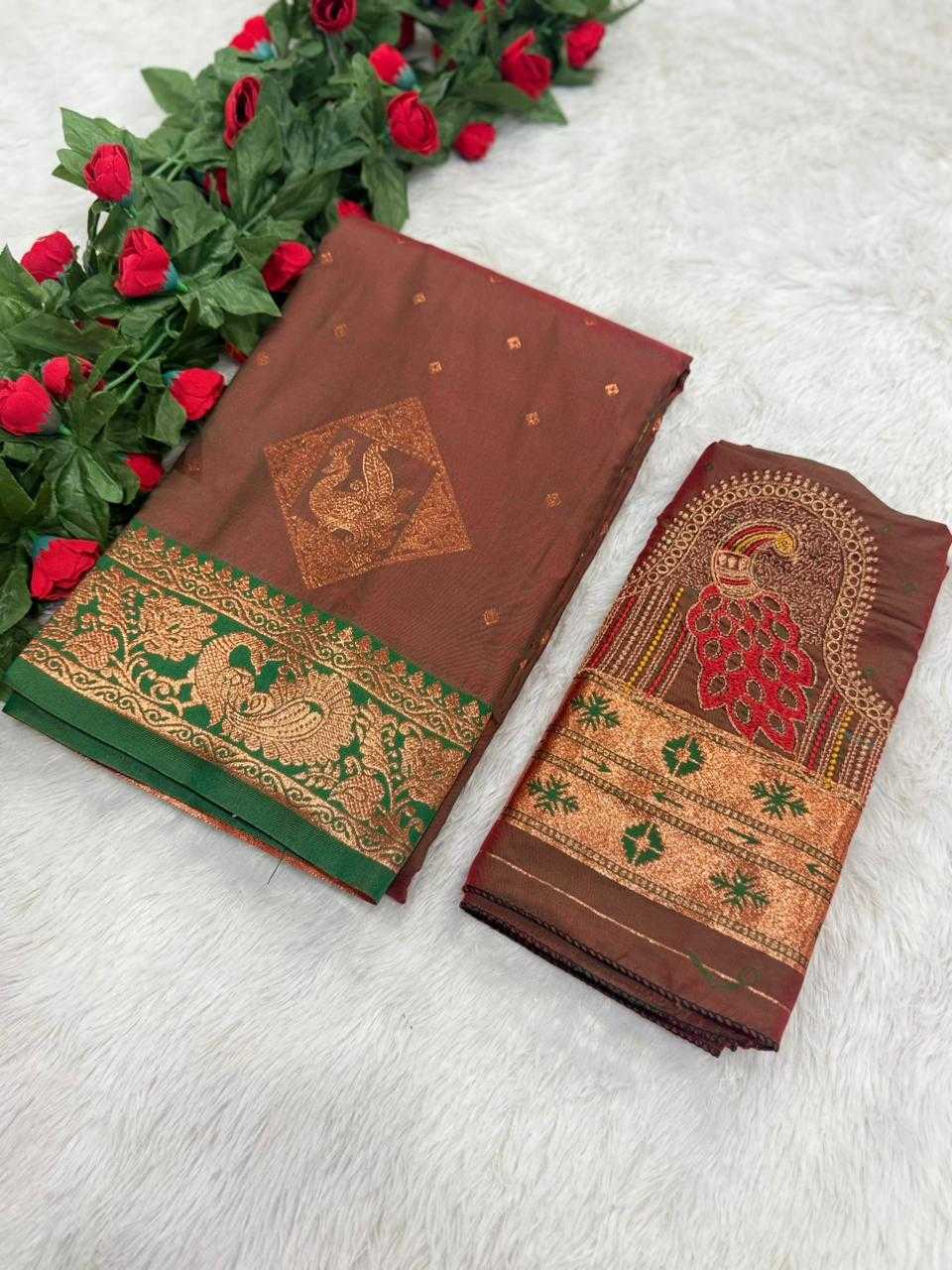 YNF Wholesale Jacquard Embroidered Sarees  | Surat Manufacturer