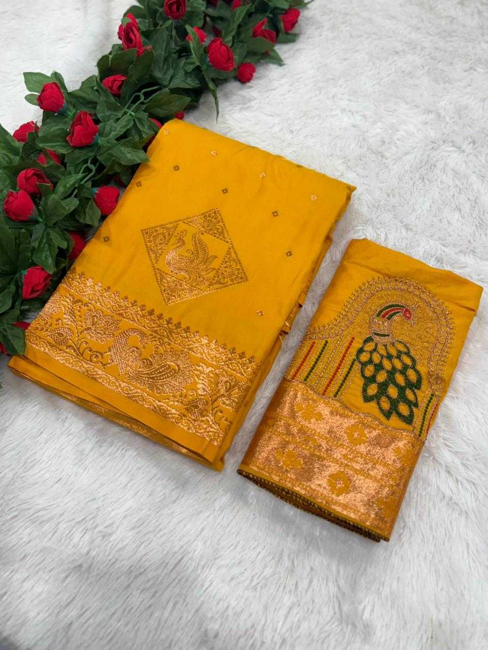 YNF Wholesale Jacquard Embroidered Sarees  | Surat Manufacturer