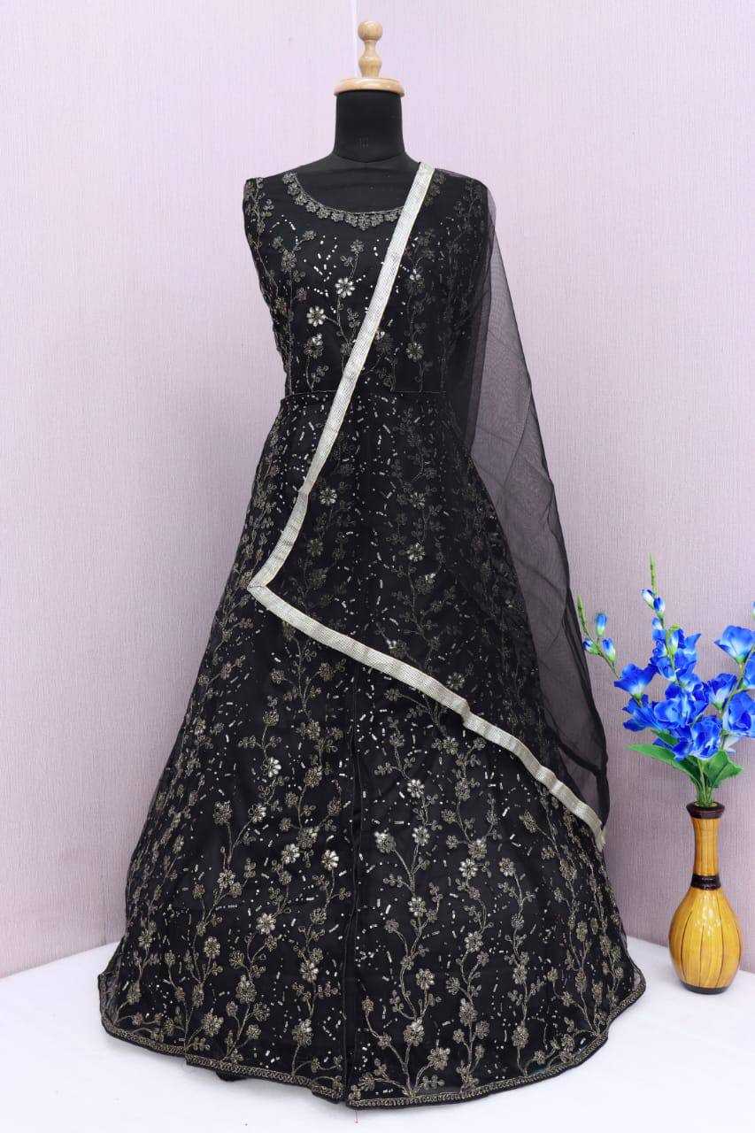 YNF Wholesale Butterfly Net Embroidery Gowns  | Surat Manufacturer