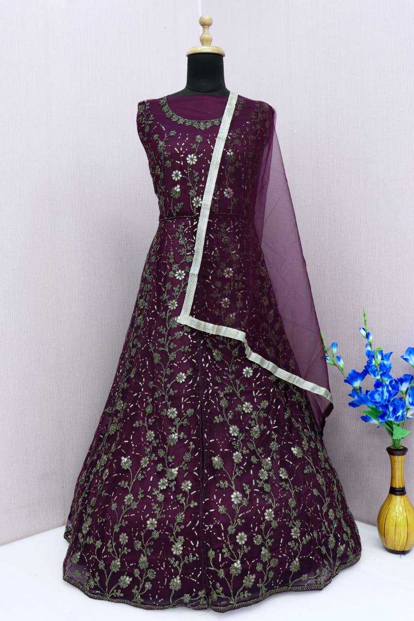 YNF Wholesale Butterfly Net Embroidery Gowns  | Surat Manufacturer