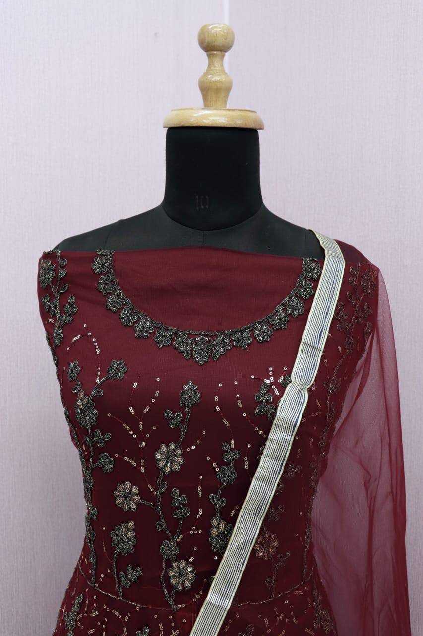 YNF Wholesale Butterfly Net Embroidery Gowns  | Surat Manufacturer