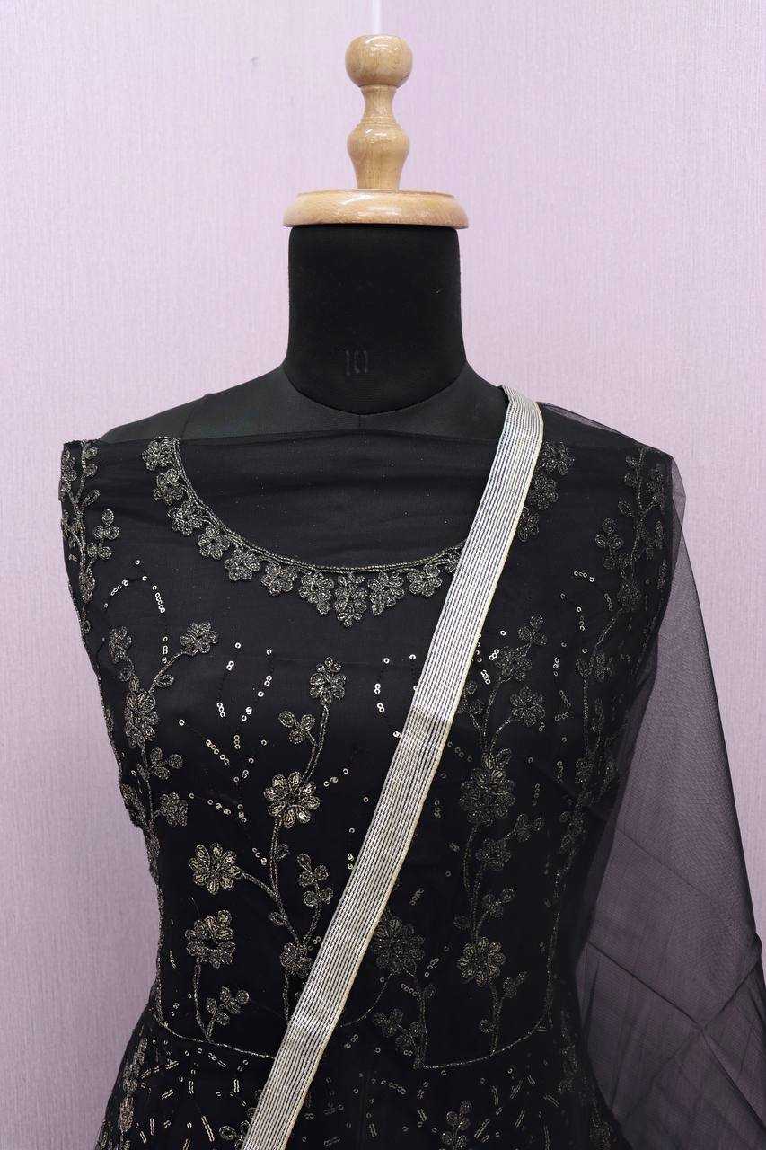 YNF Wholesale Butterfly Net Embroidery Gowns  | Surat Manufacturer