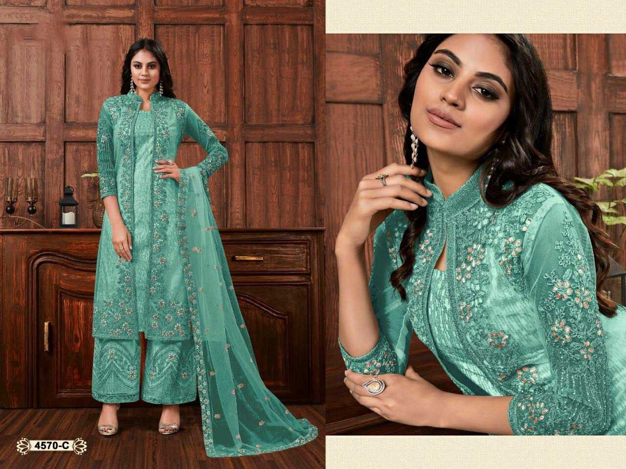 YNF Wholesale Butterfly Net Embroidery Suits  | Surat Manufacturer