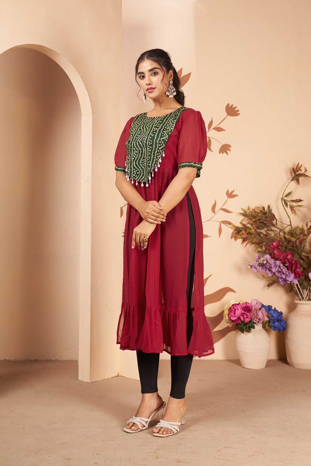 YNF Wholesale Georgette Designer Kurtis  | Surat Manufacturer