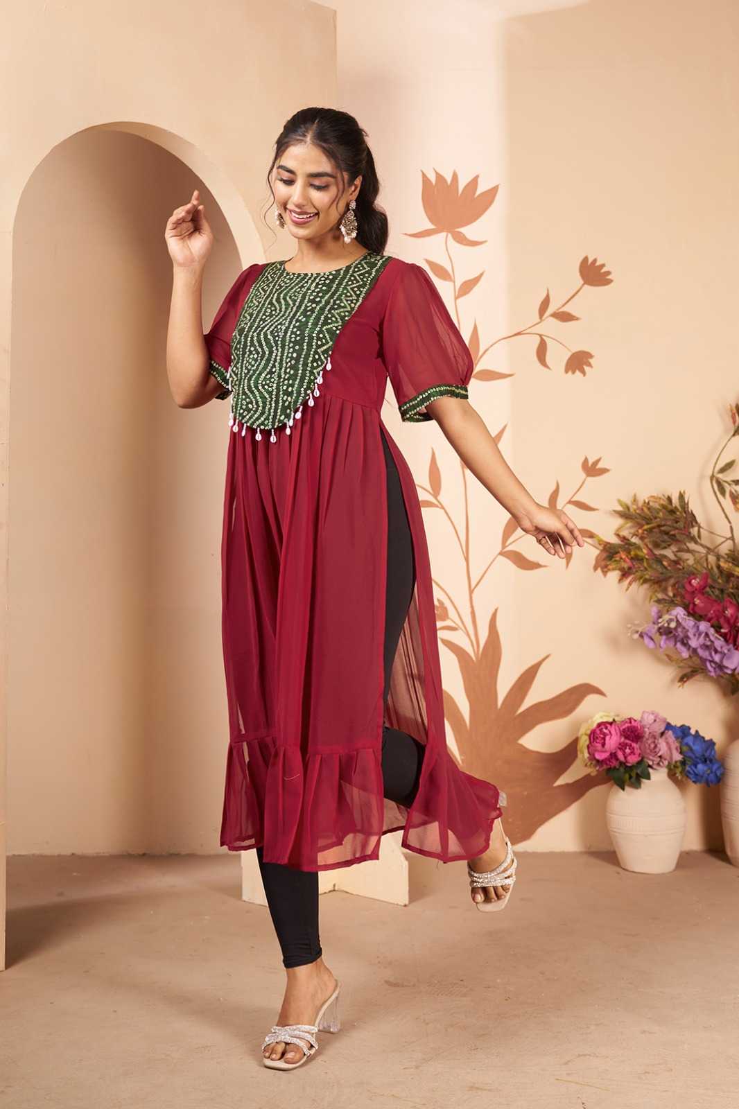 YNF Wholesale Georgette Designer Kurtis  | Surat Manufacturer