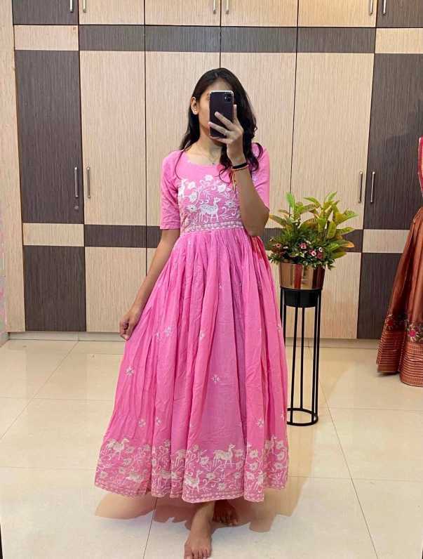 YNF Wholesale Pure Cotton Embroidered Gown  | Surat Manufacturer