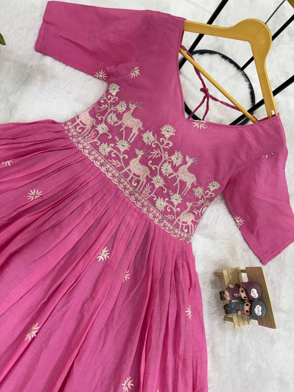 YNF Wholesale Pure Cotton Embroidered Gown  | Surat Manufacturer