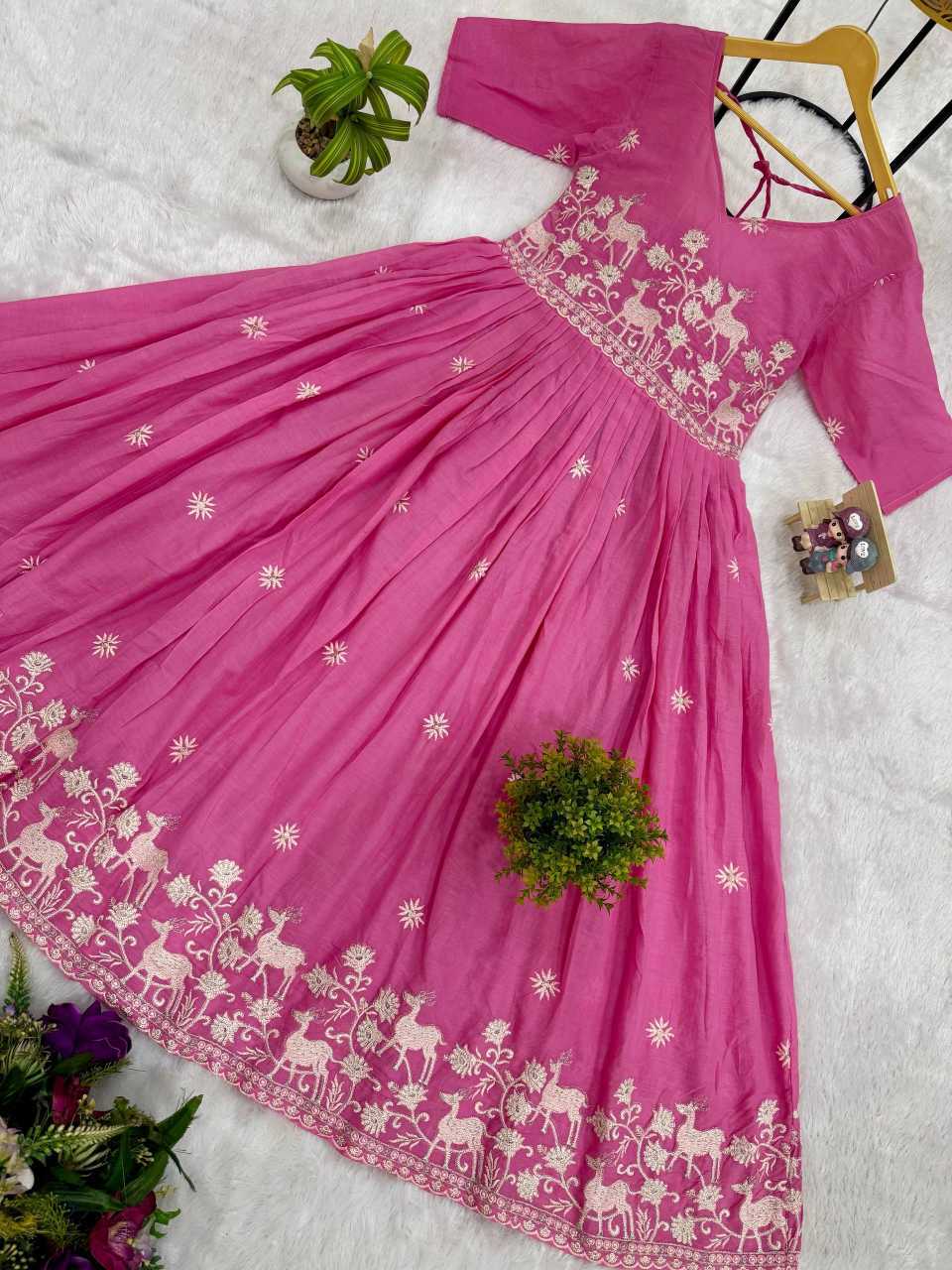 YNF Wholesale Pure Cotton Embroidered Gown  | Surat Manufacturer