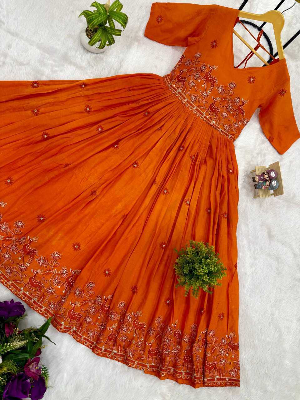YNF Wholesale Pure Cotton Embroidered Gown  | Surat Manufacturer