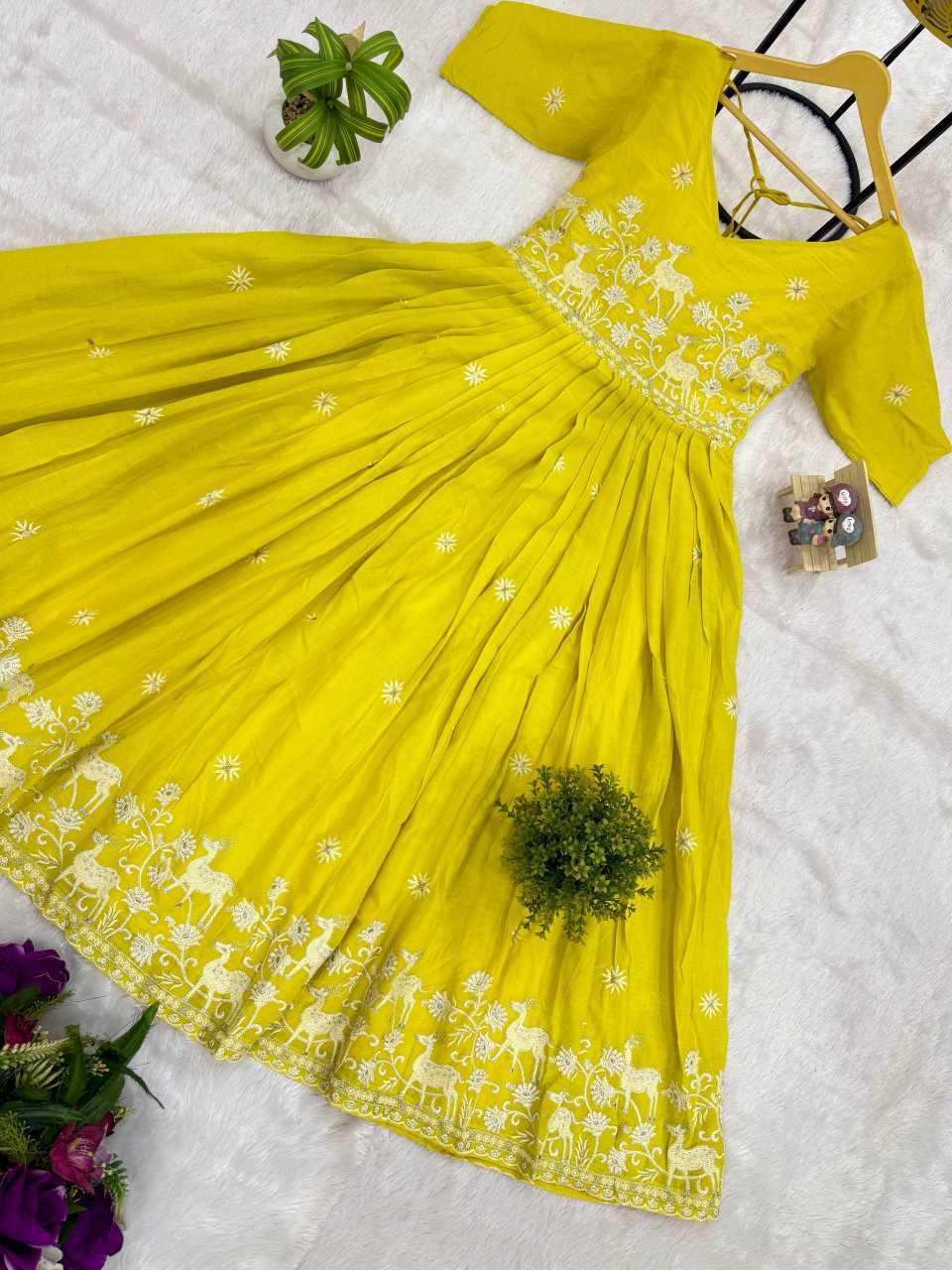 YNF Wholesale Pure Cotton Embroidered Gown  | Surat Manufacturer