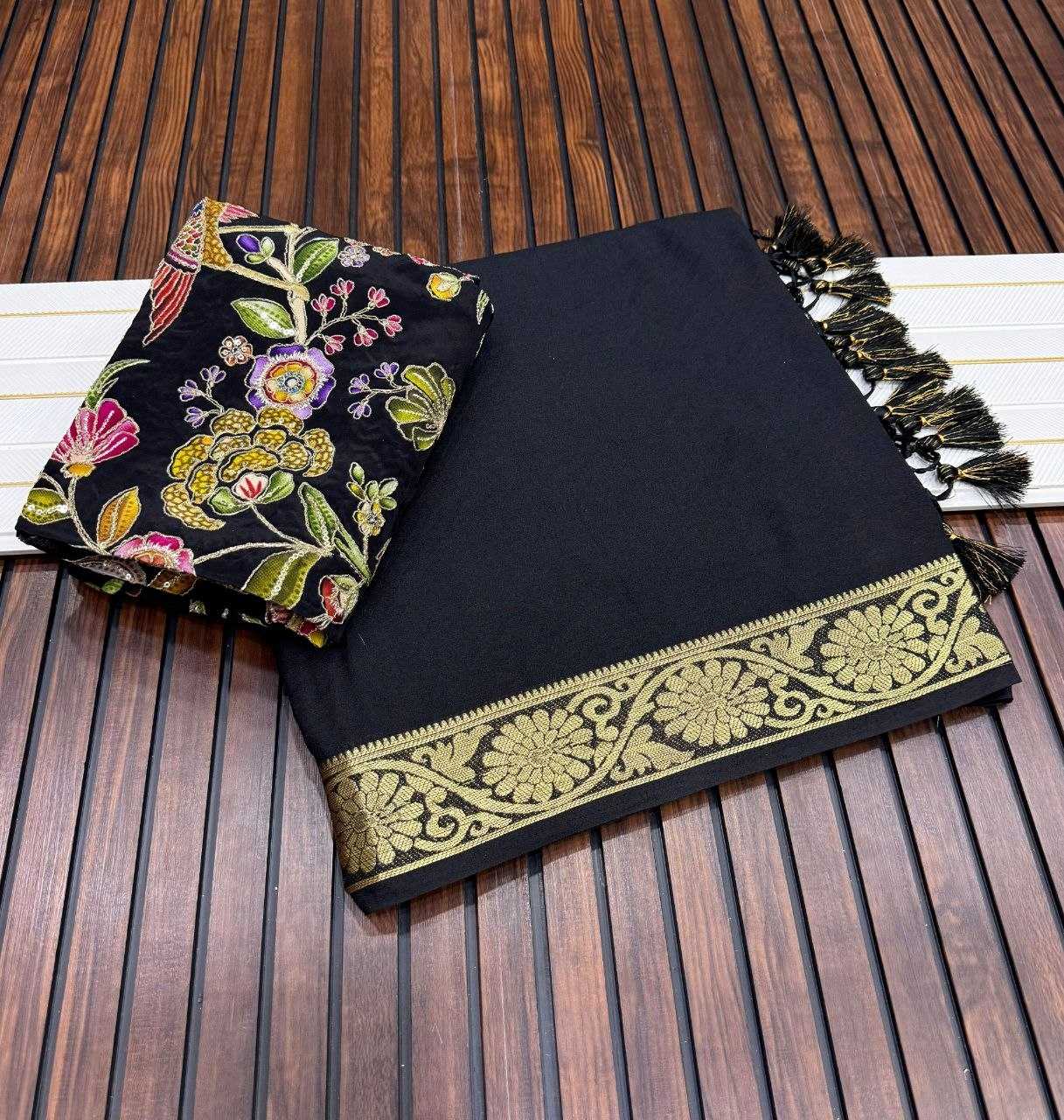 YNF Wholesale Georgette Embroidered Sarees  | Surat Manufacturer