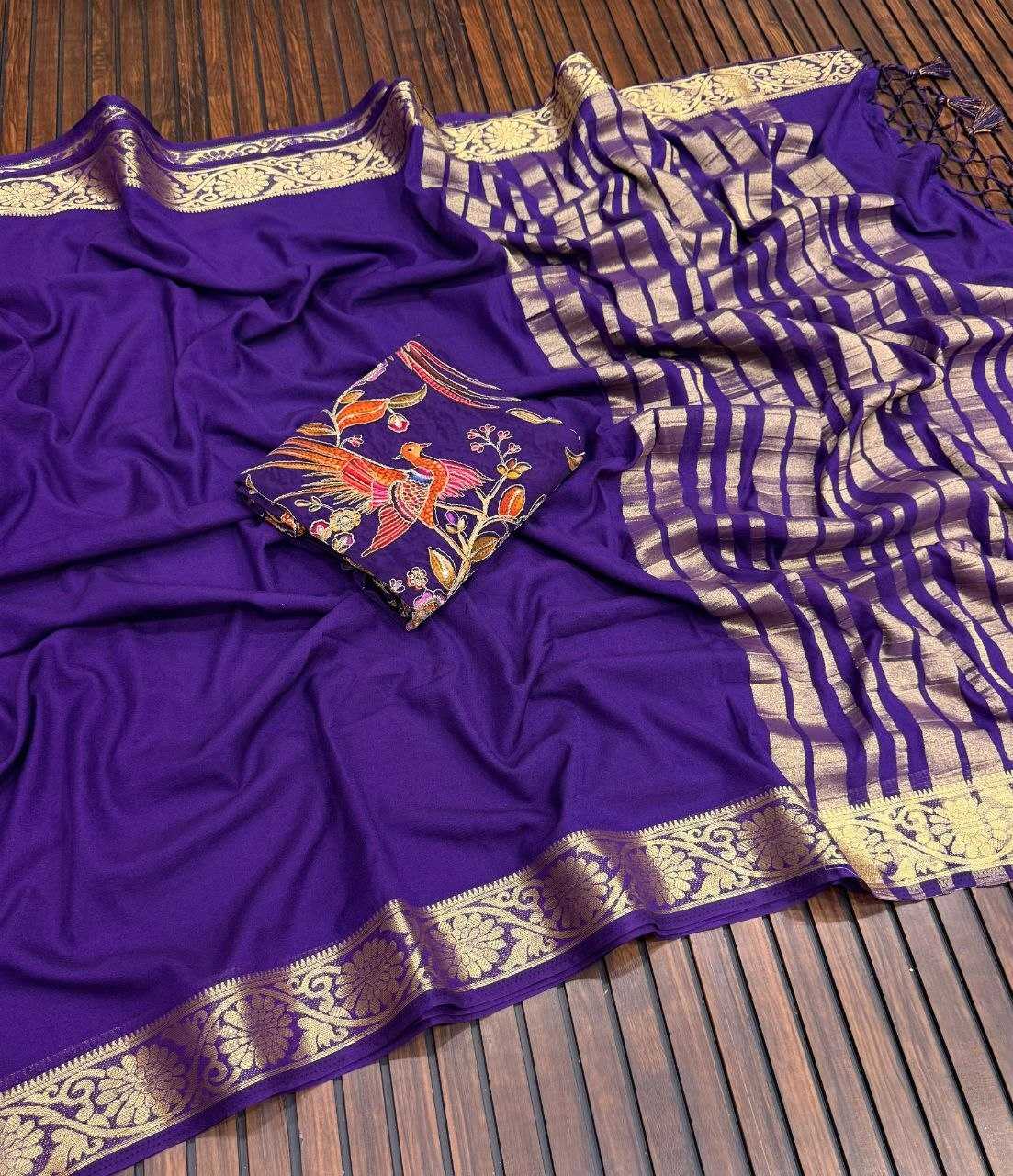 YNF Wholesale Georgette Embroidered Sarees  | Surat Manufacturer