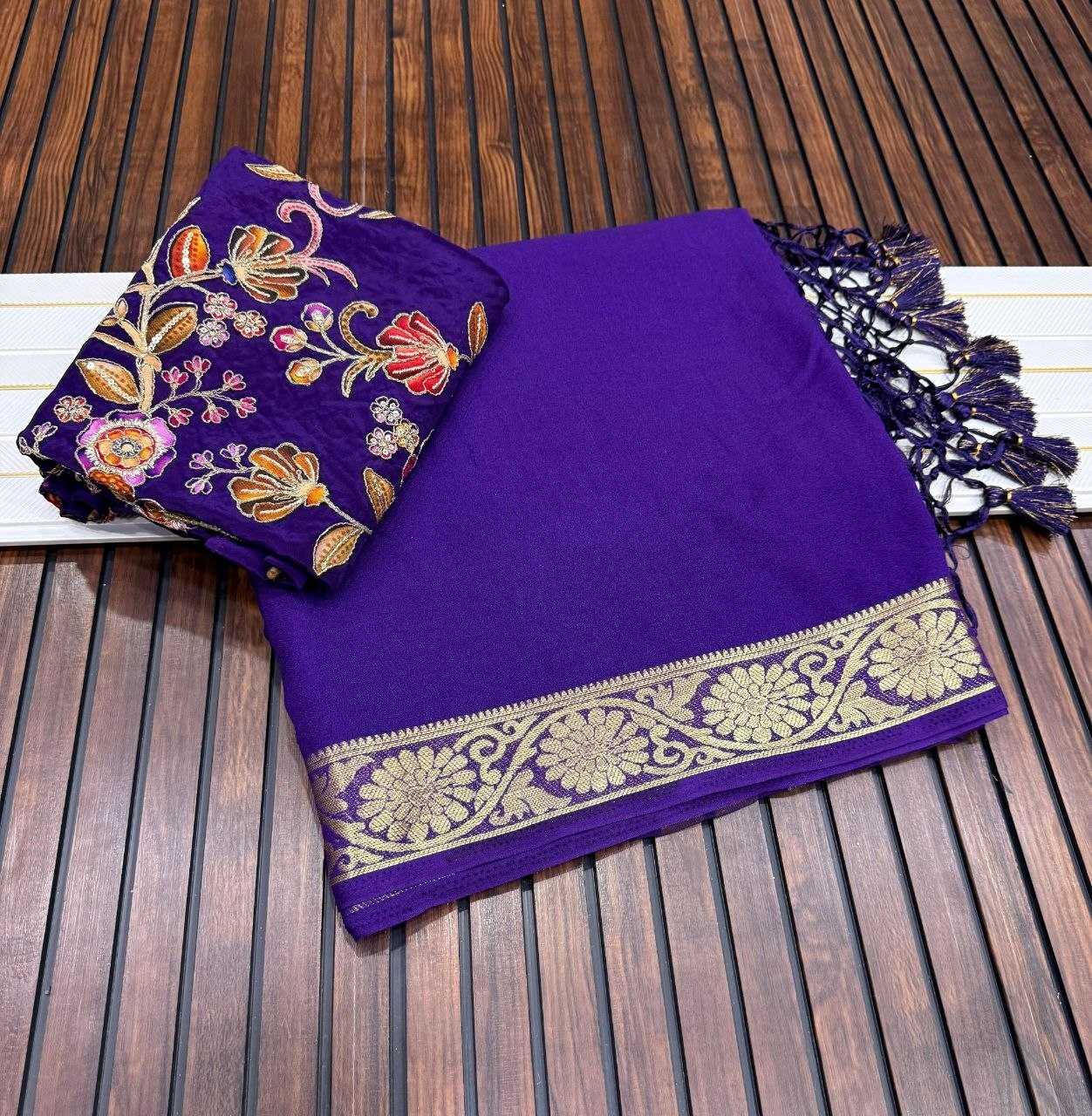 YNF Wholesale Georgette Embroidered Sarees  | Surat Manufacturer