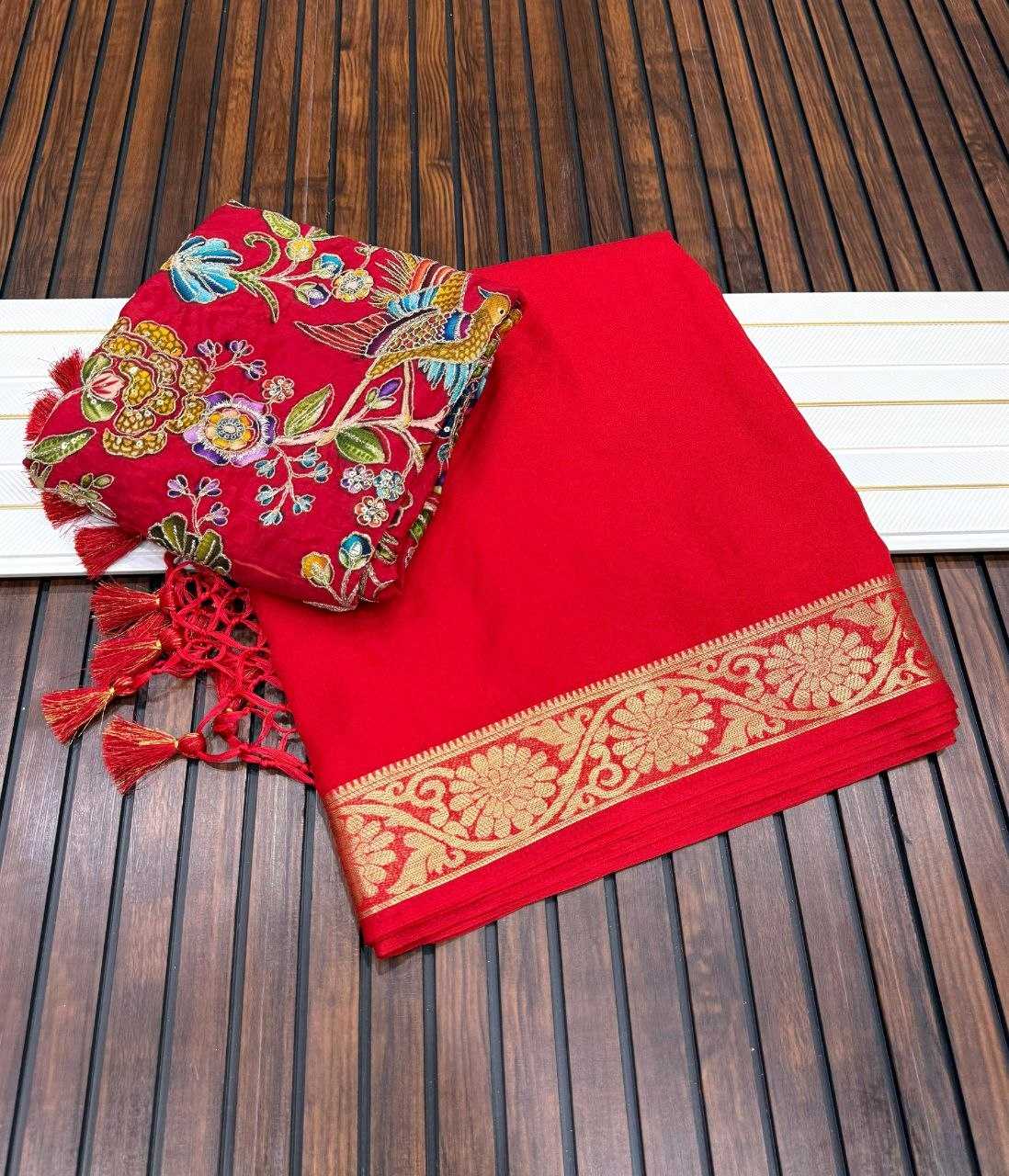 YNF Wholesale Georgette Embroidered Sarees  | Surat Manufacturer