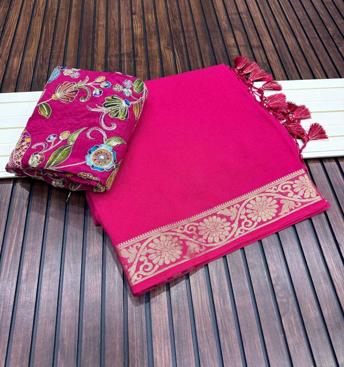 YNF Wholesale Georgette Embroidered Sarees  | Surat Manufacturer