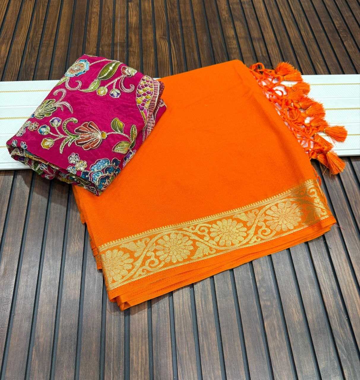 YNF Wholesale Georgette Embroidered Sarees  | Surat Manufacturer