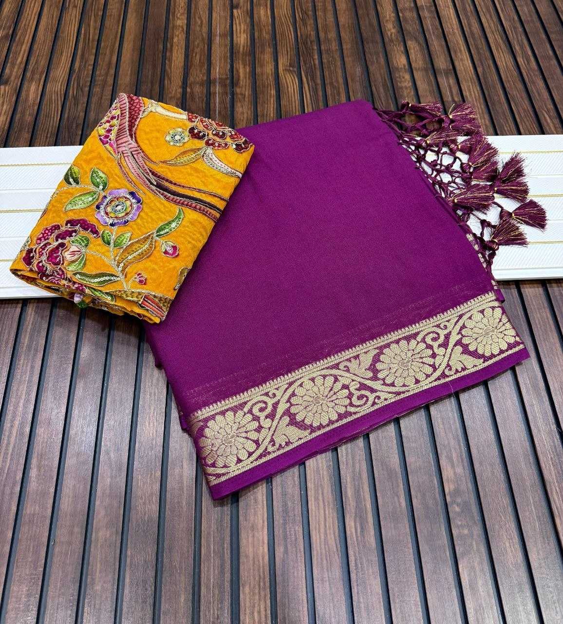 YNF Wholesale Georgette Embroidered Sarees  | Surat Manufacturer