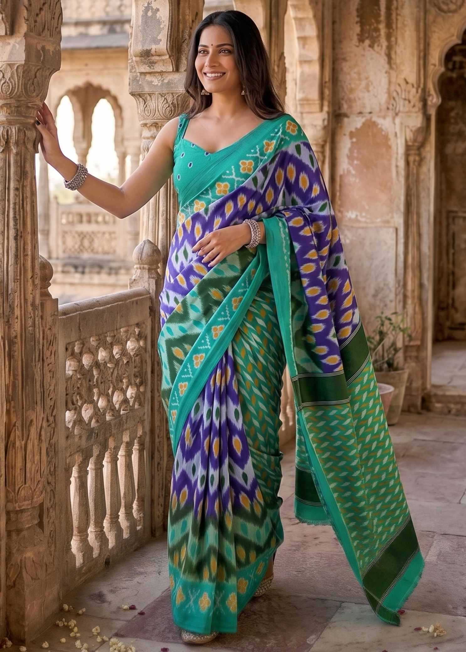 YNF Wholesale Cotton Ikkat Saree  | Surat Manufacturer