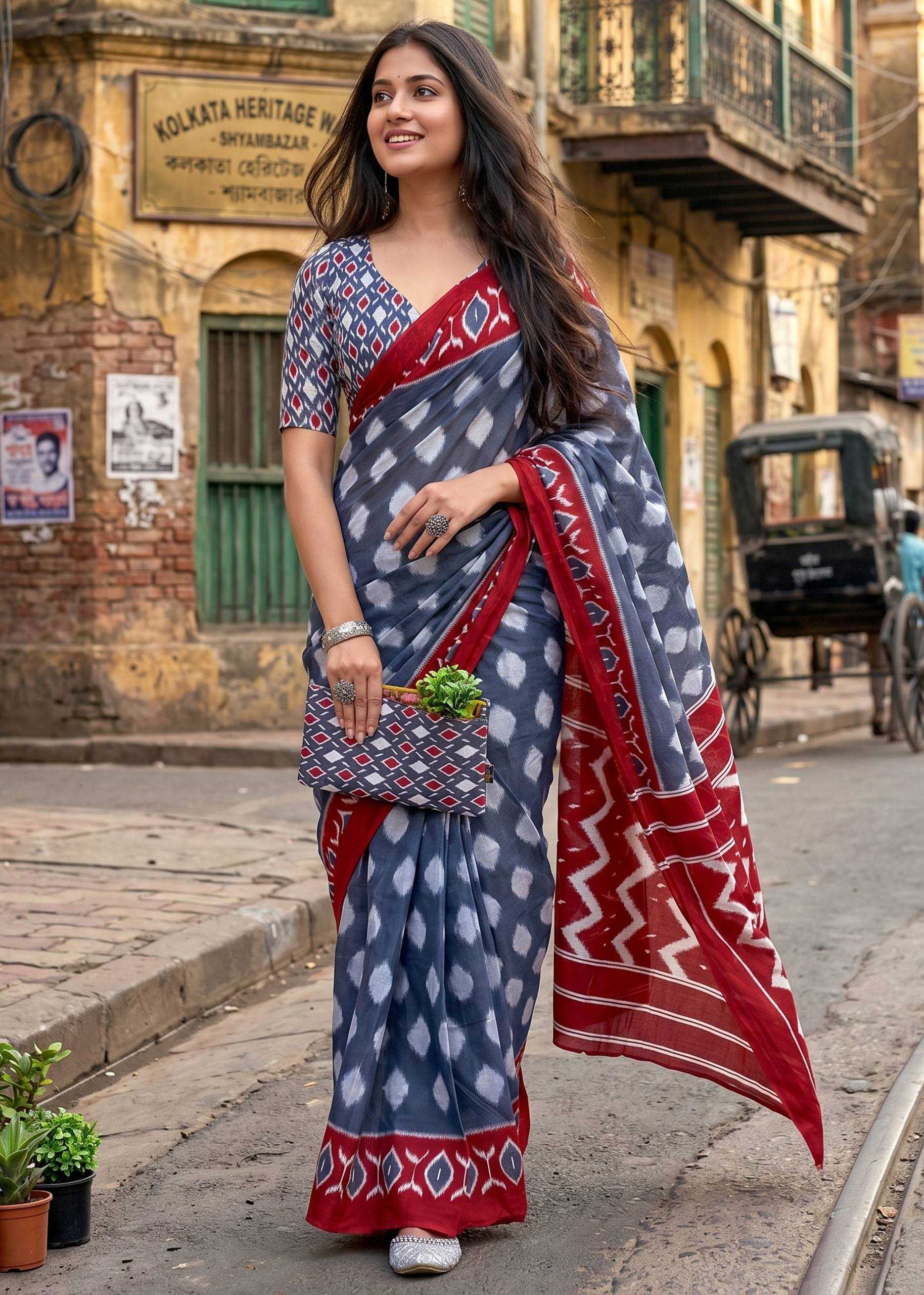 YNF Wholesale Soft Cotton Ikkat Saree  | Surat Manufacturer