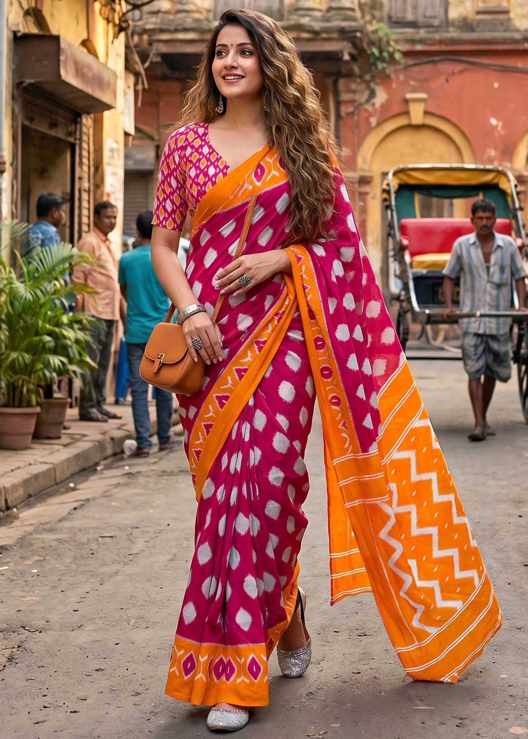 YNF Wholesale Soft Cotton Ikkat Saree  | Surat Manufacturer