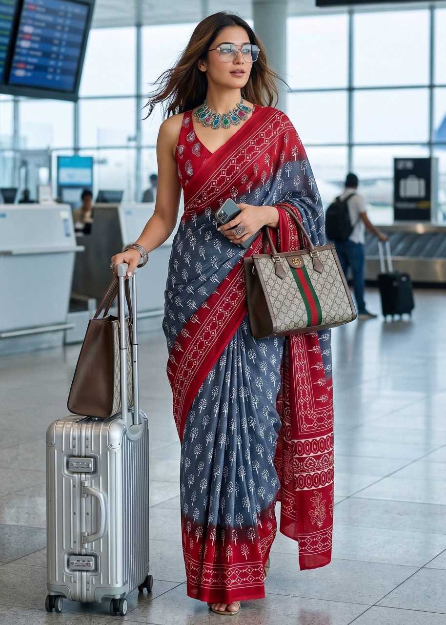 YNF Wholesale Cotton Block Print Sarees  | Surat Manufacturer