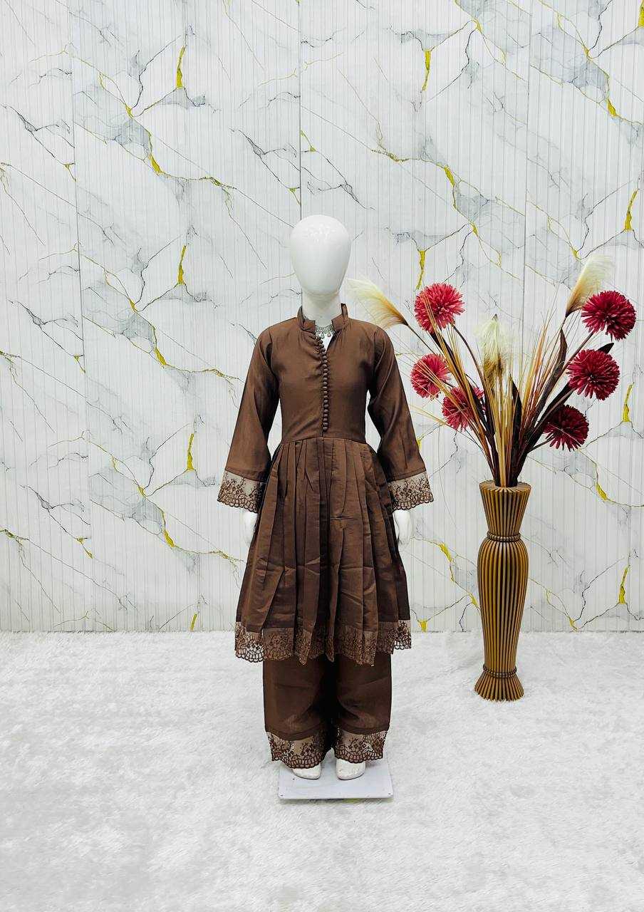 YNF Wholesale Heavy Roman Silk Kids Gown  | Surat Manufacturer